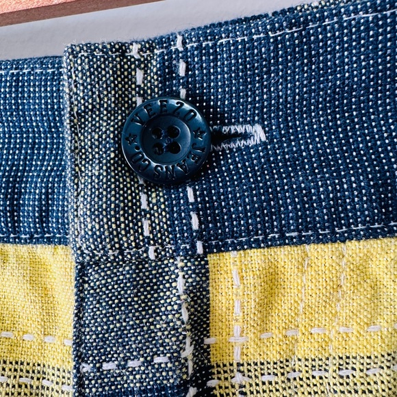 Yellow & Blue Patchwork Style Cargo Utility Shorts Size L - Picture 5 of 7